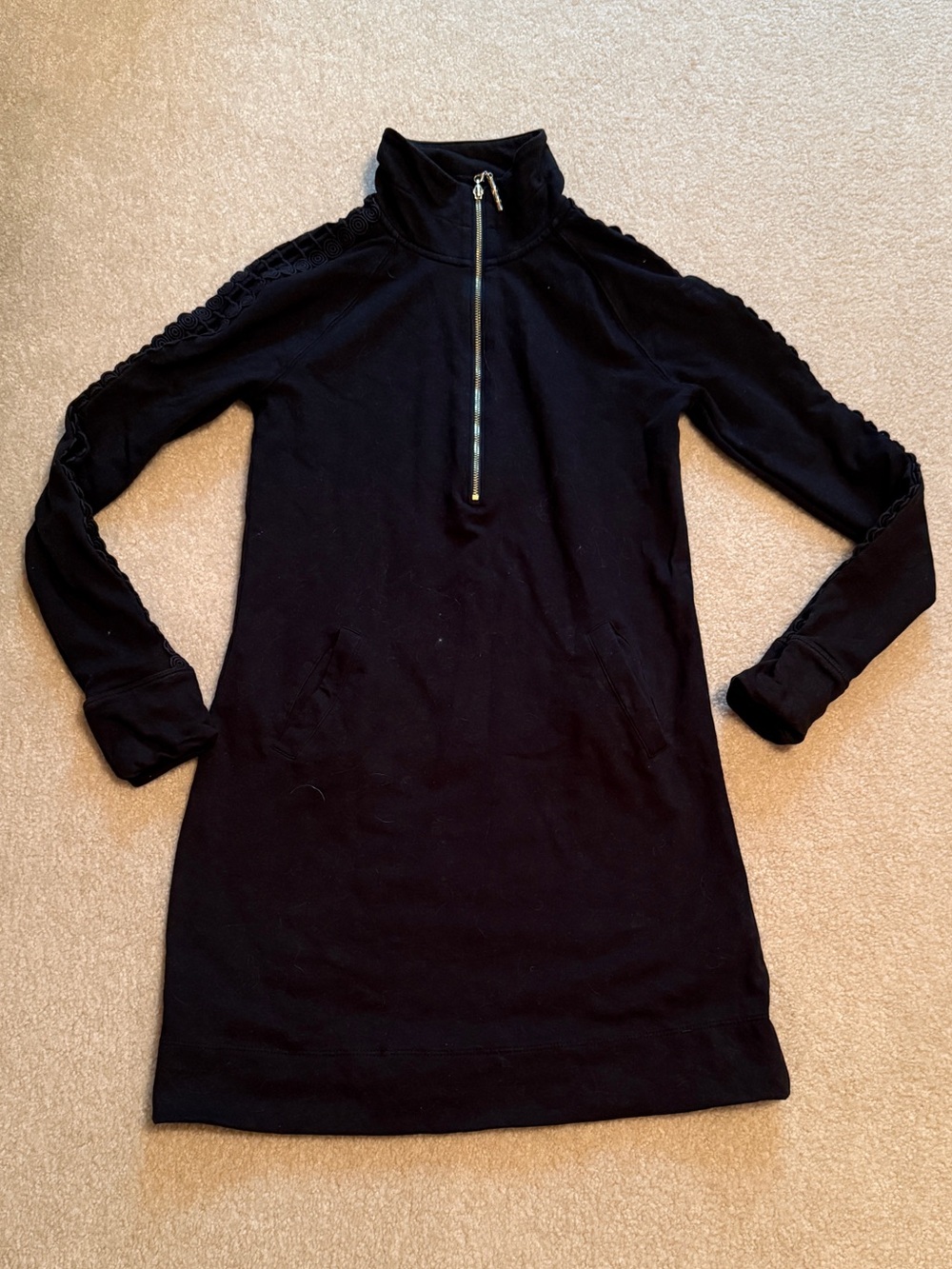Lilly Pulitzer Black Long Sleeve Half-Zip Skipper Popover Dress